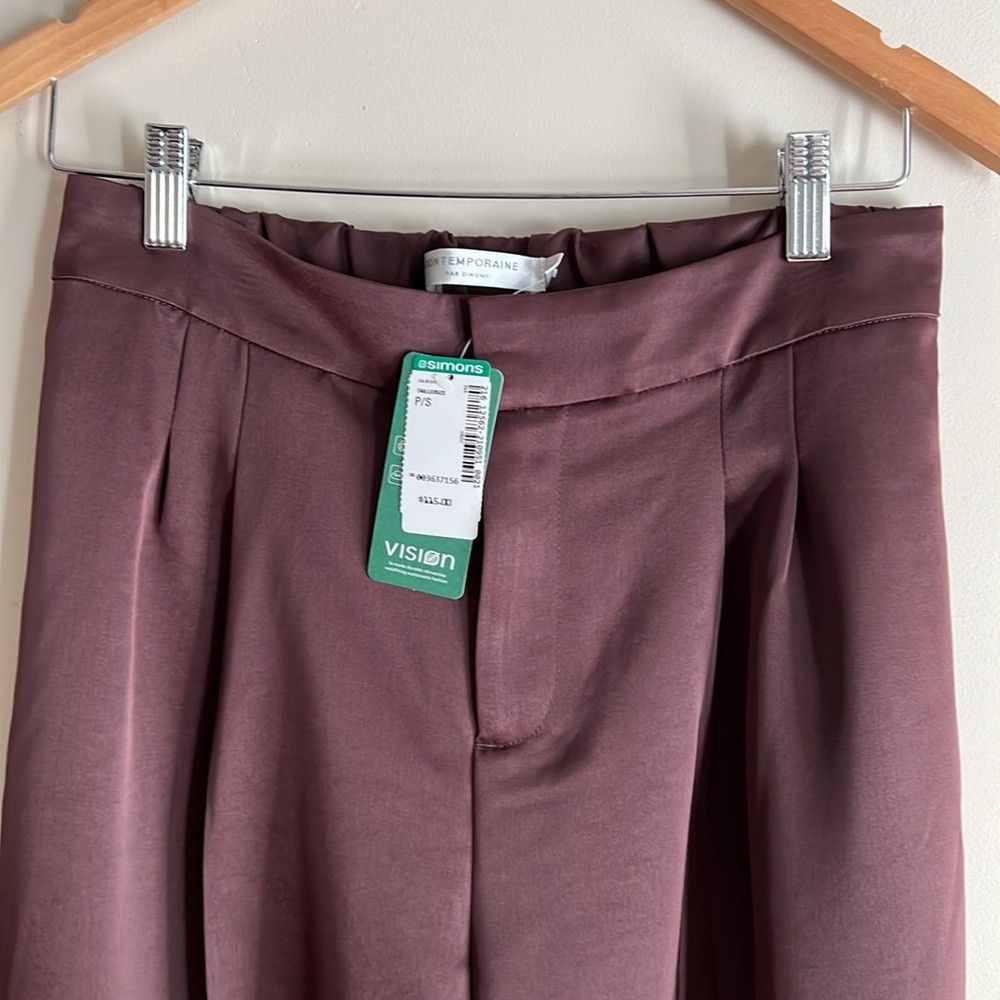 Simons Wide-Leg Pants in Deep Plum - Picture 2 of 12